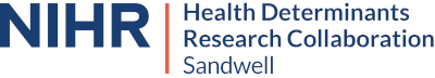 NIHR Health Determinants Research Collaboration Sandwell logo in navy and red