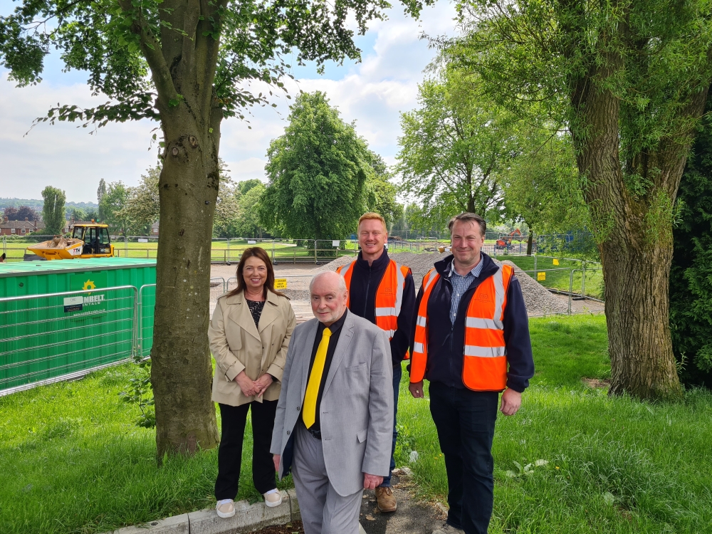 Left to right: Sandwell Council Leader, Cllr Kerrie Carmichael, Sandwell resident Mark Wilmott and Connect Services Building Solutions Ltd representatives Bradley Adams, Managing Director, and Stuart Harris, Site Manager