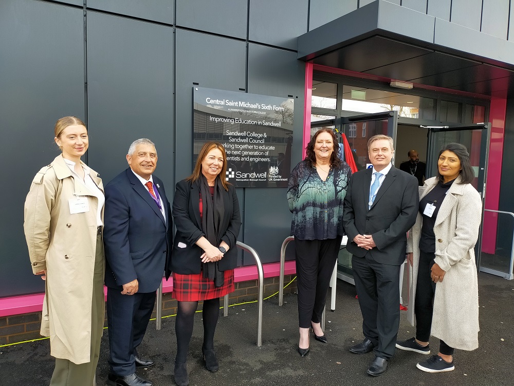 Representatives of key partner organisations at the official opening of Central Saint Michael’s Sandwell Science, Engineering &amp; Manufacturing Centre in West Bromwich