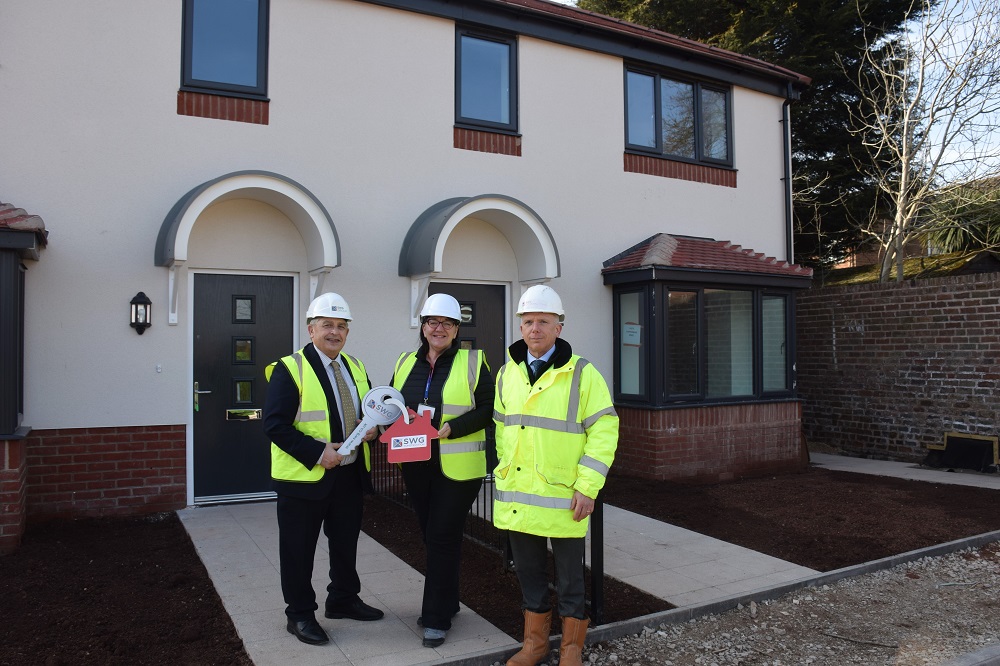 New homes in Whitgreave Street, West Bromwich, left to right, Councillor Peter Hughes, Councillor Vicki Smith and SWG Construction’s Shaun Humphries