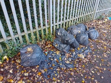 Bags dumped next to a fence in Perrot Street