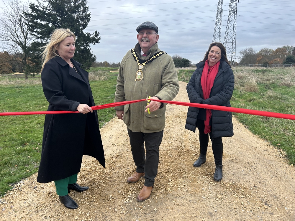 Officially opening the new bike trails, left to right, Lisa Dodd-Mayne (Executive Director of Place at Sport England), Councillor Bill Gavan (Mayor of Sandwell) and Councillor Kerrie Carmichael (Sandwell Council Leader)