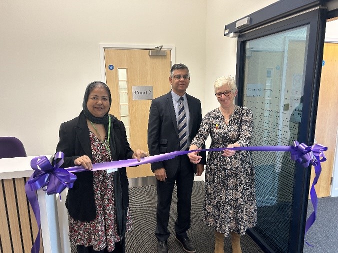 Opening of new facilities at Black Country Coroners Court - Left to Right - Cllr Syeda Khatun, Court’s Senior Coroner, Mr Zafar Siddique, and Area Coroner, Mrs Joanne Lees