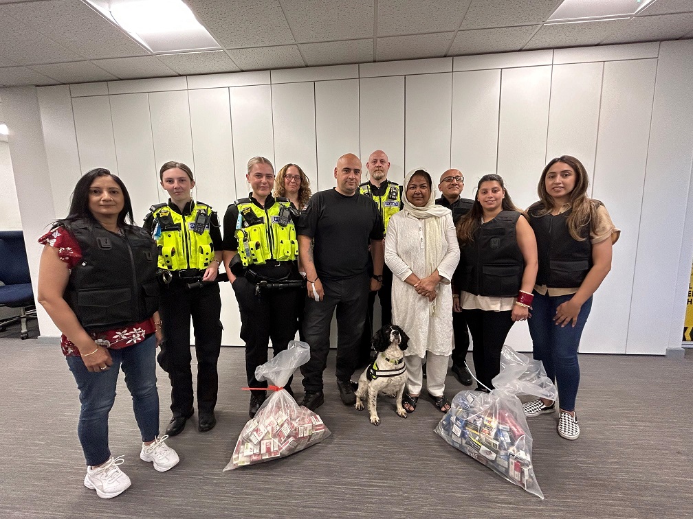 Pippa the tobacco sniffer dog with Cllr Syeda Khatun