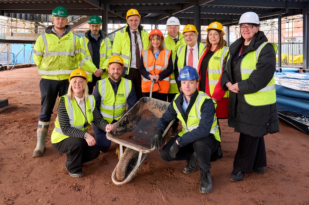 Cradley Heath Skills Campus topping out with representatives from Sandwell Council, The Sandwell Colleges and Speller Metcalfe