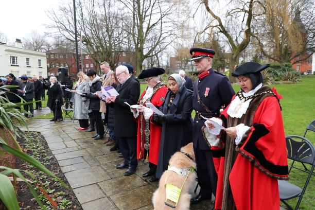 The Mayor of Sandwell and dignitaries at the Holocaust Memorial Day service 2025