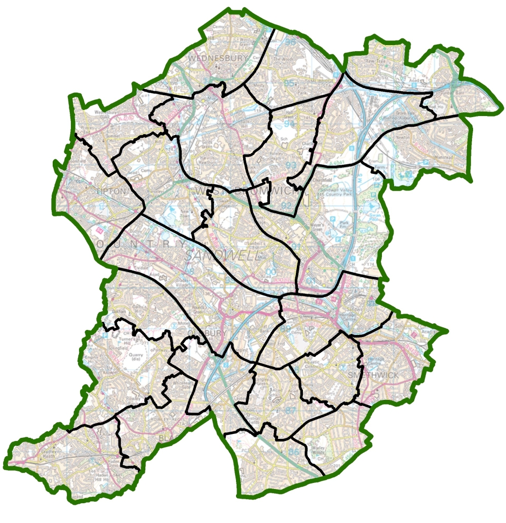 A map of Sandwell&#039;s wards